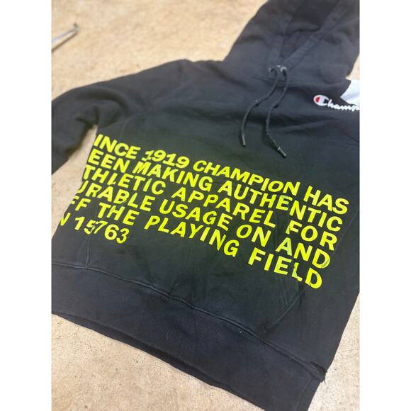 Champion 1919 Rare Men's Hoodie Pullover Thick Graphic Black Size Medium - Picture 3 of 15